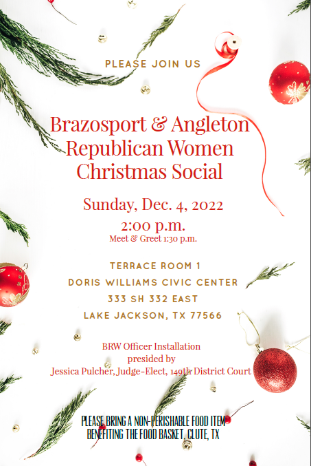 Brazosport Republican Women and Angleton Republican Women Christmas Social  | brazoriaGOP.org